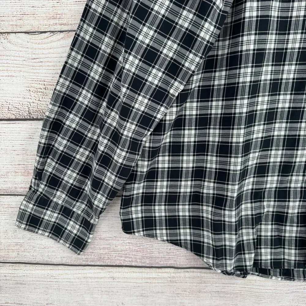 Polo Ralph Lauren Plaid Long Sleeve Button Down Shirt Mens XXL‎ Black Gray White